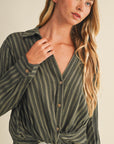 The Cindy Striped Front Twist Blouse