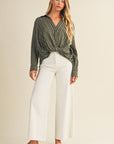 The Cindy Striped Front Twist Blouse