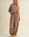 The Cindy Mocha Striped Top + Pant Set - Sold Separately