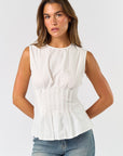 The Clara Pleated Poplin Top