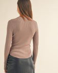 The Corissa Grey Mocha Essential Ribbed Long Sleeve Top