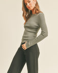 The Corissa Olive Essential Ribbed Long Sleeve Top