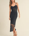 The Giselle Black Net Midi Dress