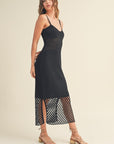 The Giselle Black Net Midi Dress