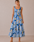 The Solene Floral Contrast Midi Dress