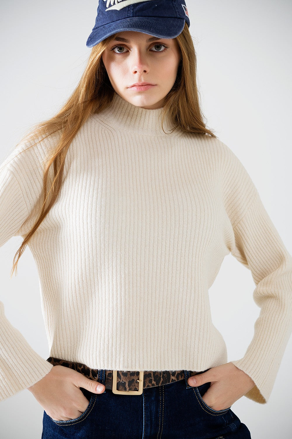 The Danielle Cream High Neck Sweater