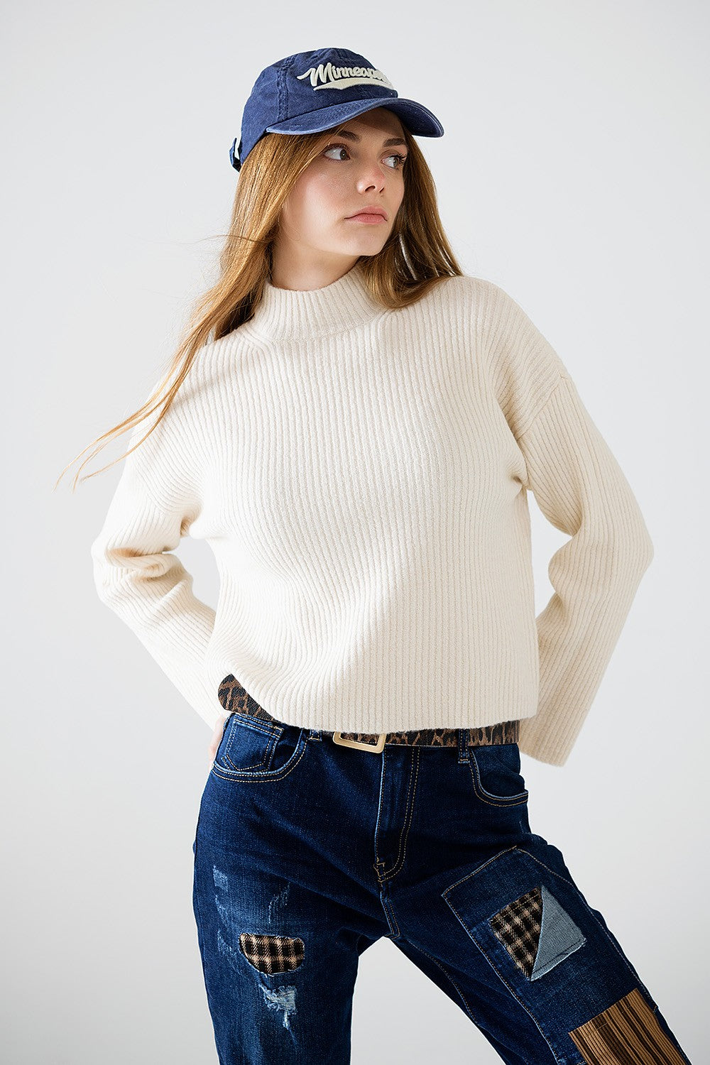 The Danielle Cream High Neck Sweater