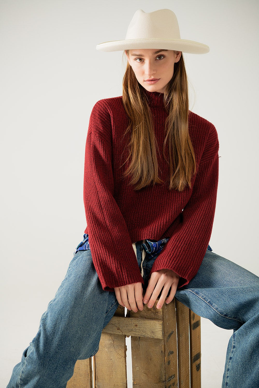 The Danielle Red High Neck Sweater