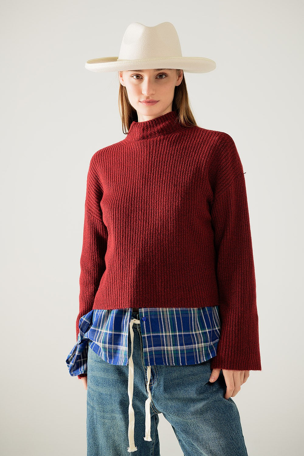 The Danielle Red High Neck Sweater