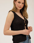 The Dara Black Square Button Vest
