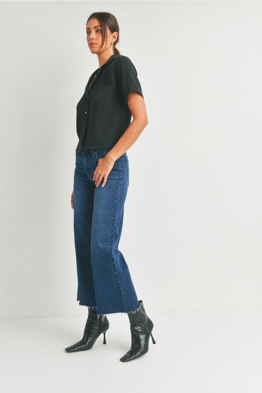 The Davina Slim Wide Leg Dark Denim Jeans