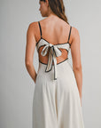 The Delara Oatmeal Contrast Midi Dress
