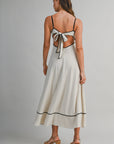 The Delara Oatmeal Contrast Midi Dress