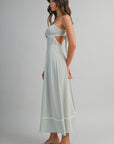 The Delara Light Sage Contrast Midi Dress