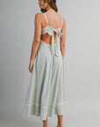 The Delara Light Sage Contrast Midi Dress