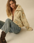 The Delilah Cream Floral Fleece Sherpa Jacket
