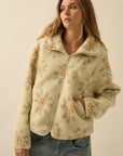 The Delilah Cream Floral Fleece Sherpa Jacket
