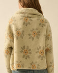 The Delilah Cream Floral Fleece Sherpa Jacket