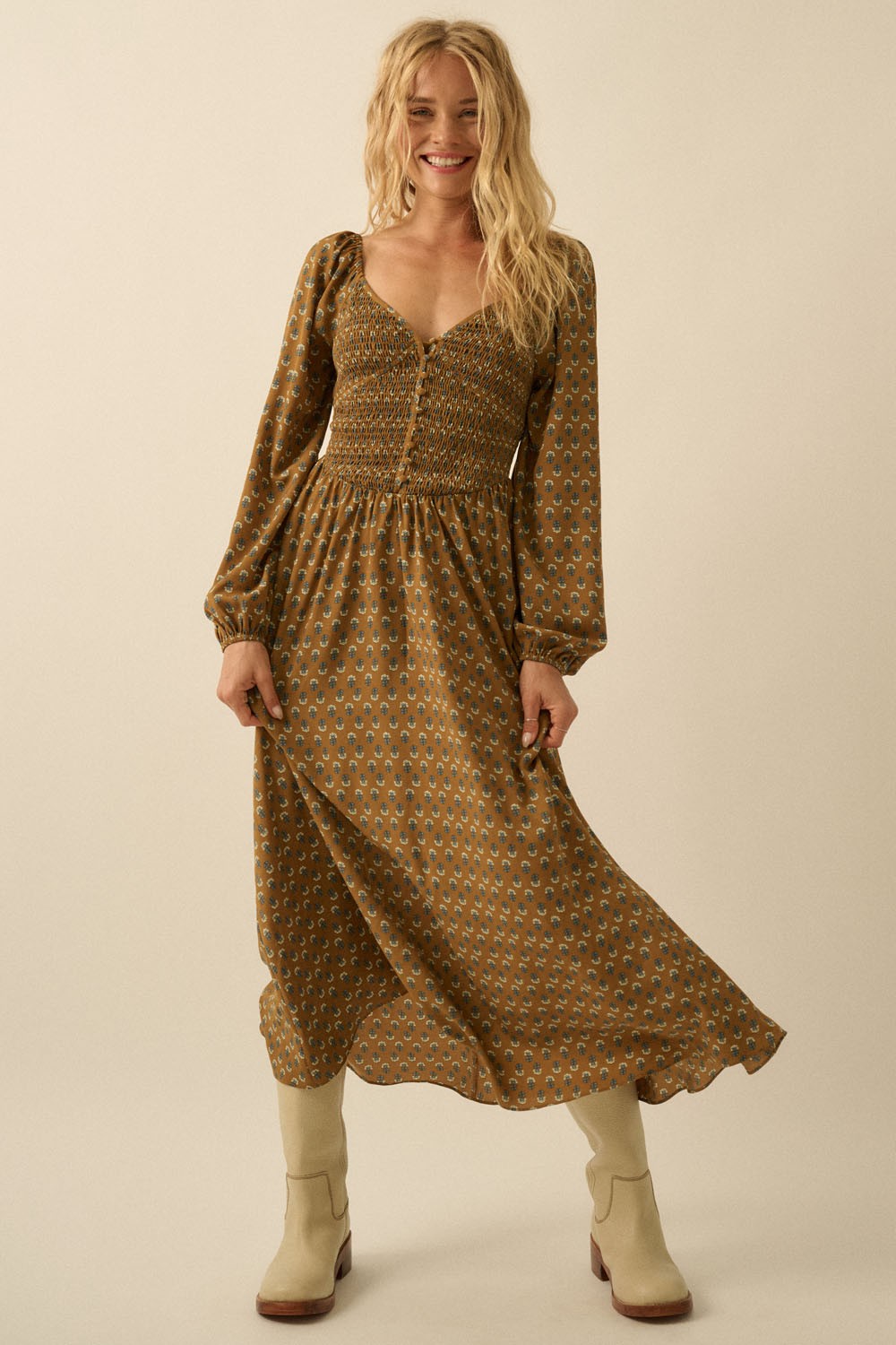 The Dora Smocked Midi Dress