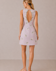 The Emily Mauve Embroidered Mini Dress