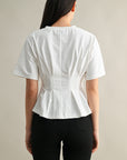 The Elodie Off White Dart Tuck Top