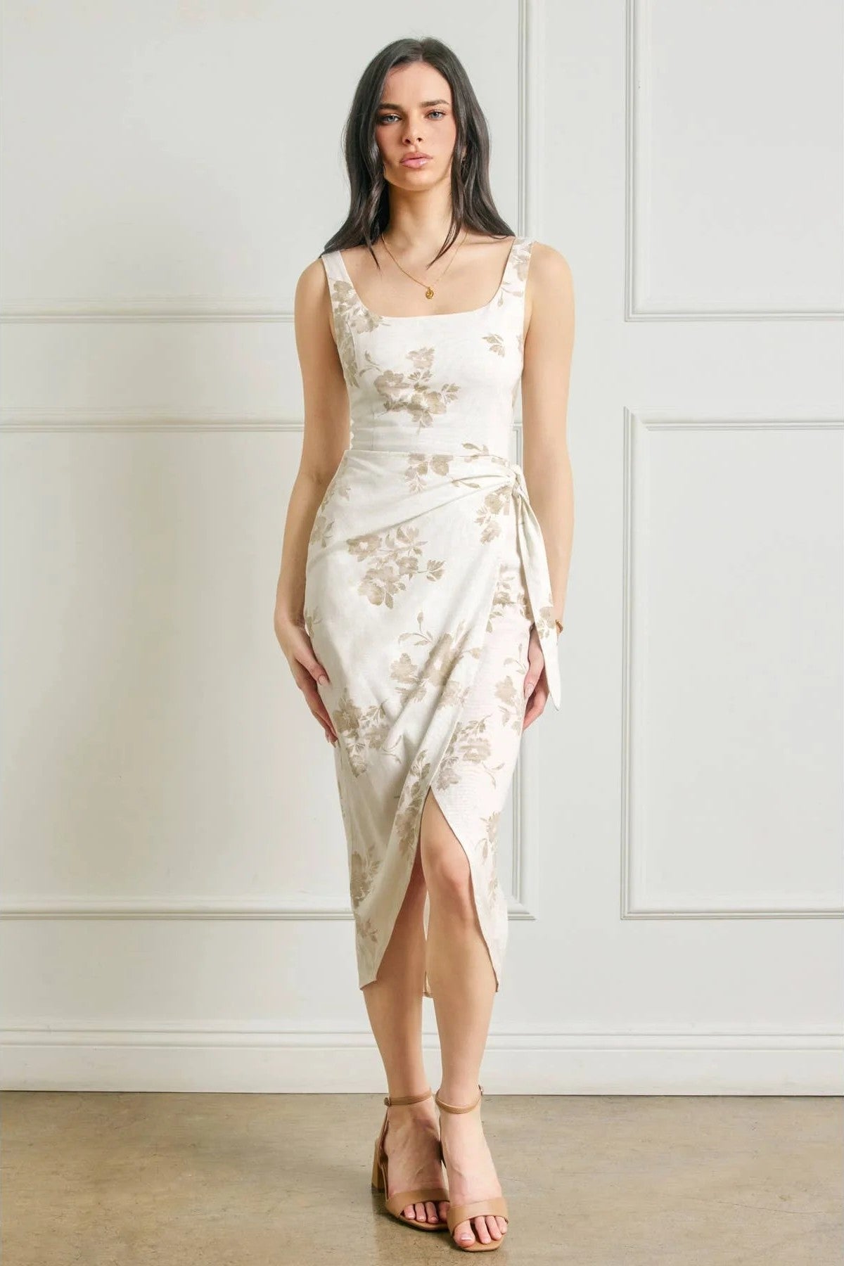 The Emelia Floral Wrap Midi Dress