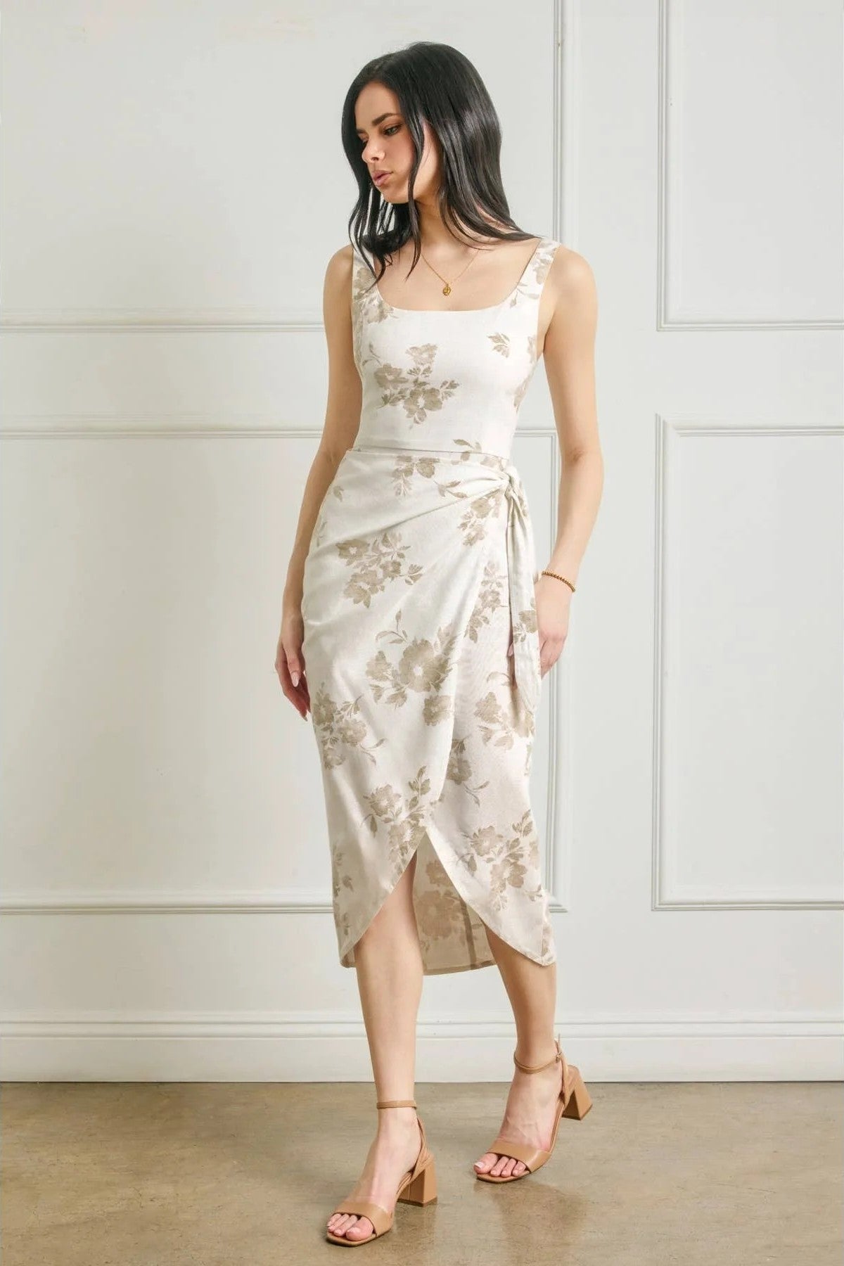 The Emelia Floral Wrap Midi Dress