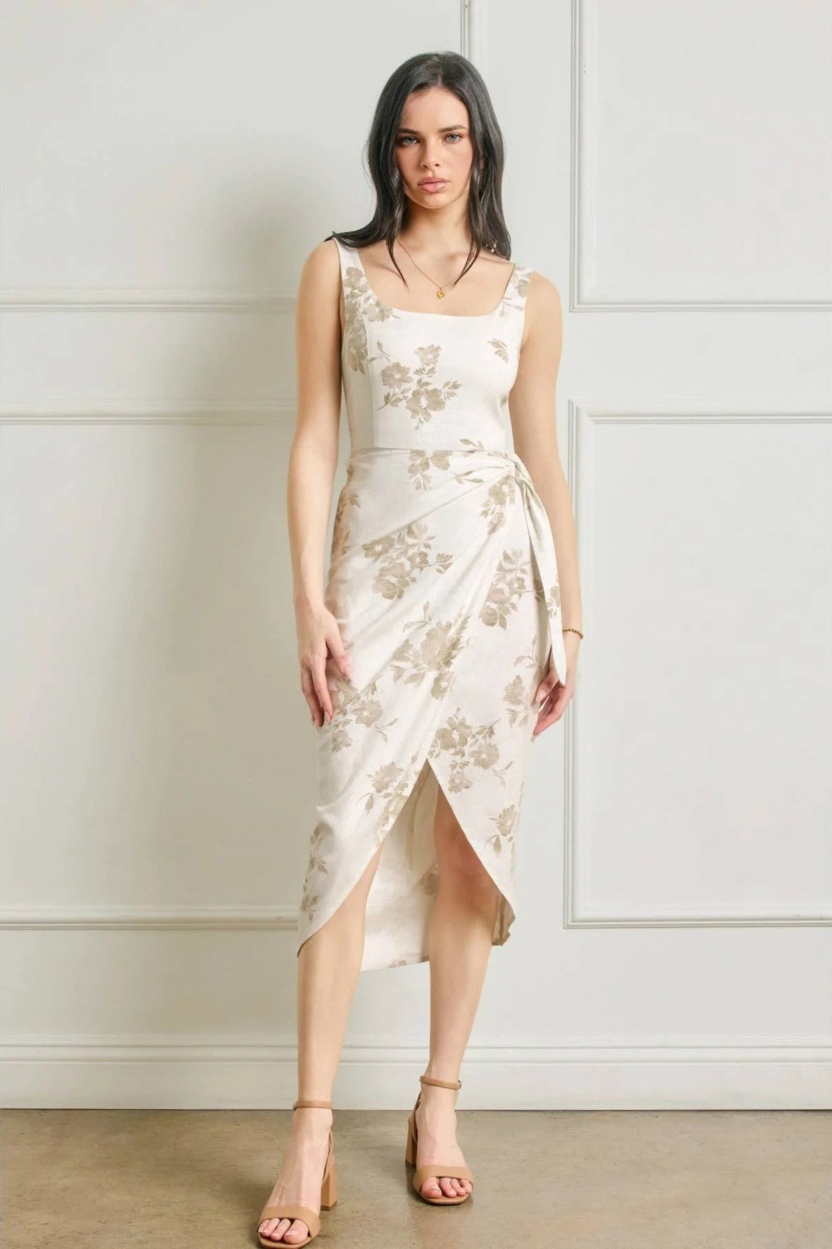 The Emelia Floral Wrap Midi Dress