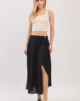 The Emelyn Black Wrap Midi Skirt
