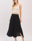 The Emelyn Black Wrap Midi Skirt