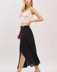The Emelyn Black Wrap Midi Skirt