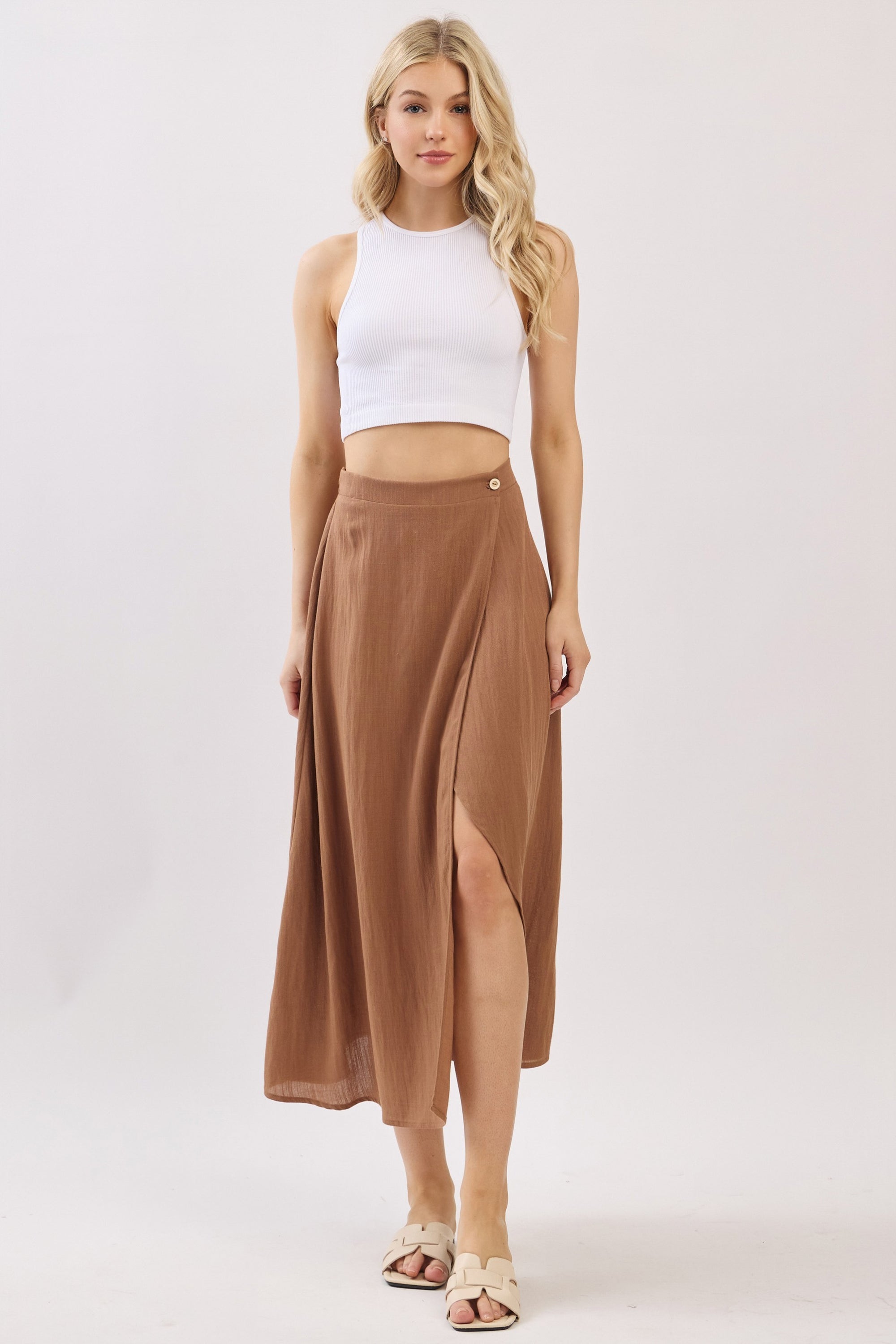 The Emelyn New Amber Wrap Midi Skirt