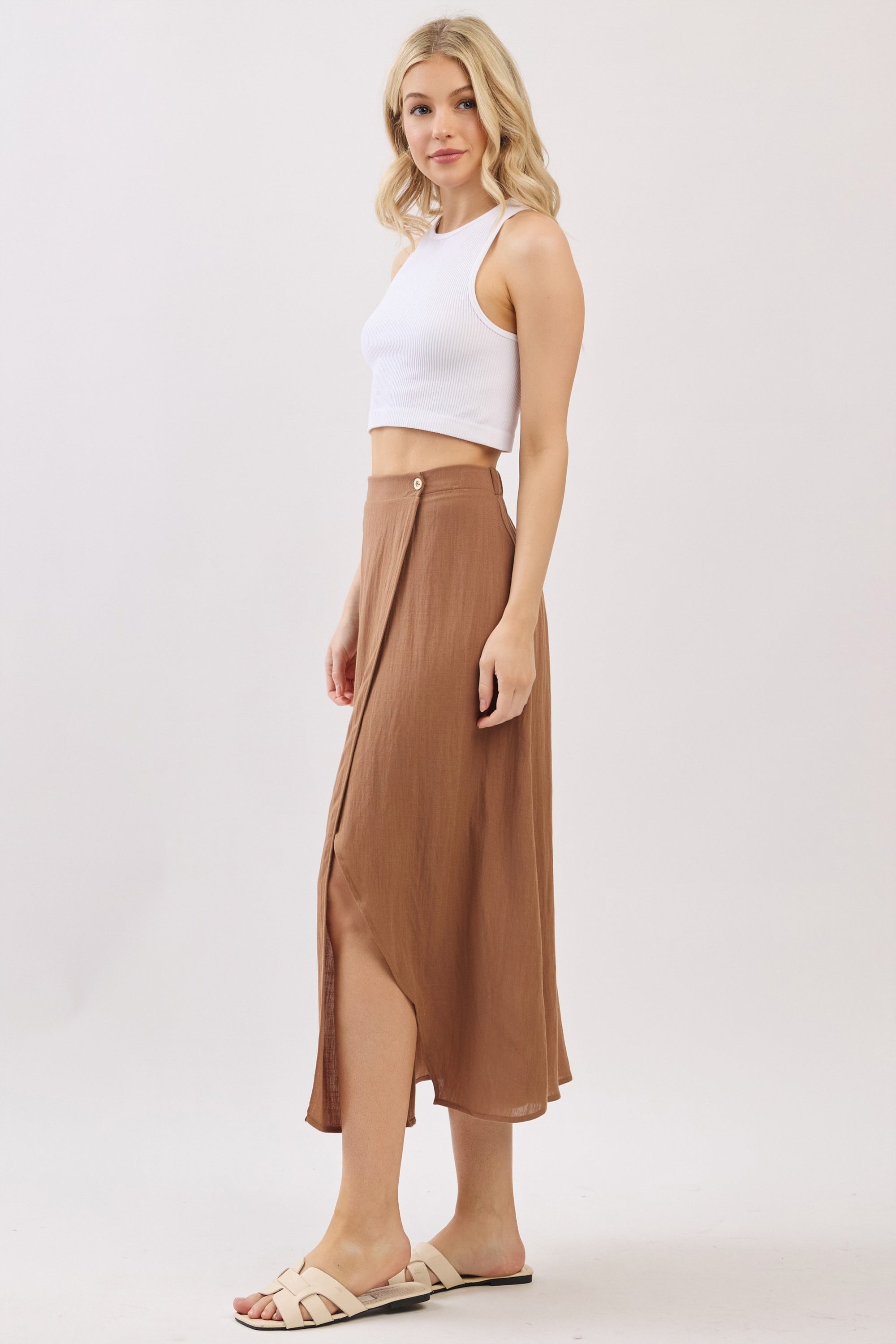 The Emelyn New Amber Wrap Midi Skirt