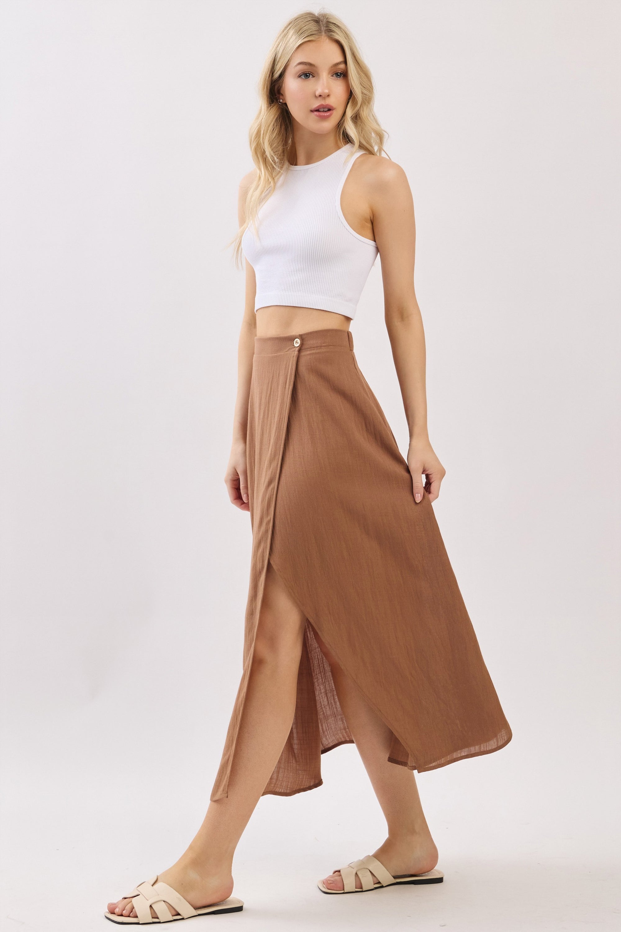 The Emelyn New Amber Wrap Midi Skirt