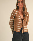 The Emersyn Mocha Striped Cardigan