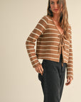 The Emersyn Mocha Striped Cardigan