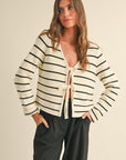 The Emersyn White Striped Cardigan