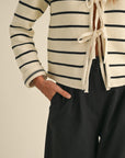 The Emersyn White Striped Cardigan