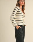 The Emersyn White Striped Cardigan