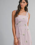 The Emily Mauve Embroidered Mini Dress