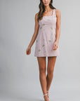 The Emily Mauve Embroidered Mini Dress
