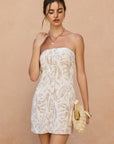 The Enola Tropical Strapless Mini Dress