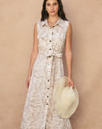 The Enola Tropical Shirt Midi Dress