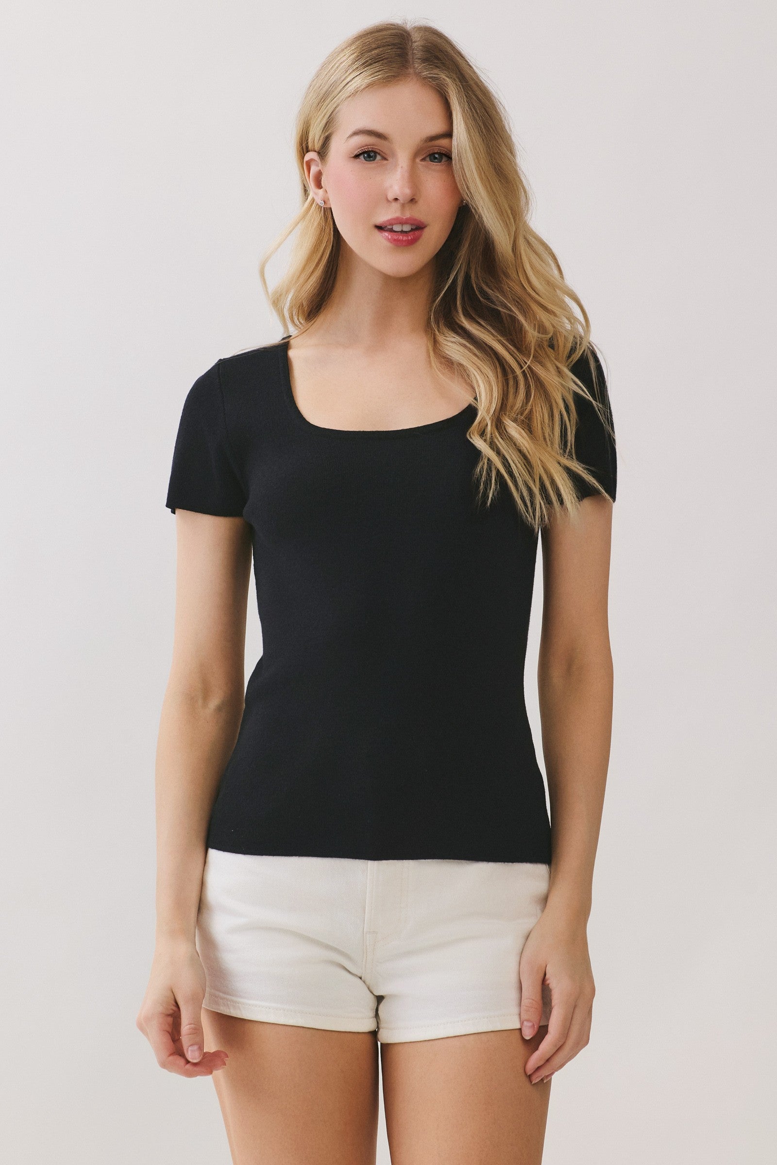 The Erica Black Square Neck Top