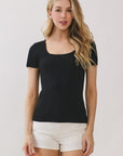 The Erica Black Square Neck Top