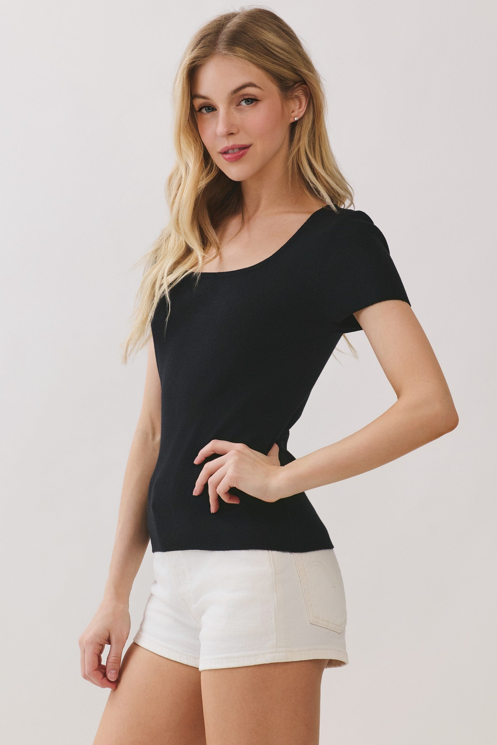 The Erica Black Square Neck Top