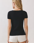 The Erica Black Square Neck Top