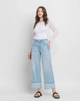 The Kris Light Denim Cuffed Wide Leg Jeans