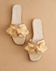 The Ginny Natural Textured Bow Slide