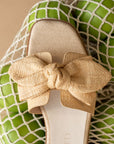 The Ginny Natural Textured Bow Slide